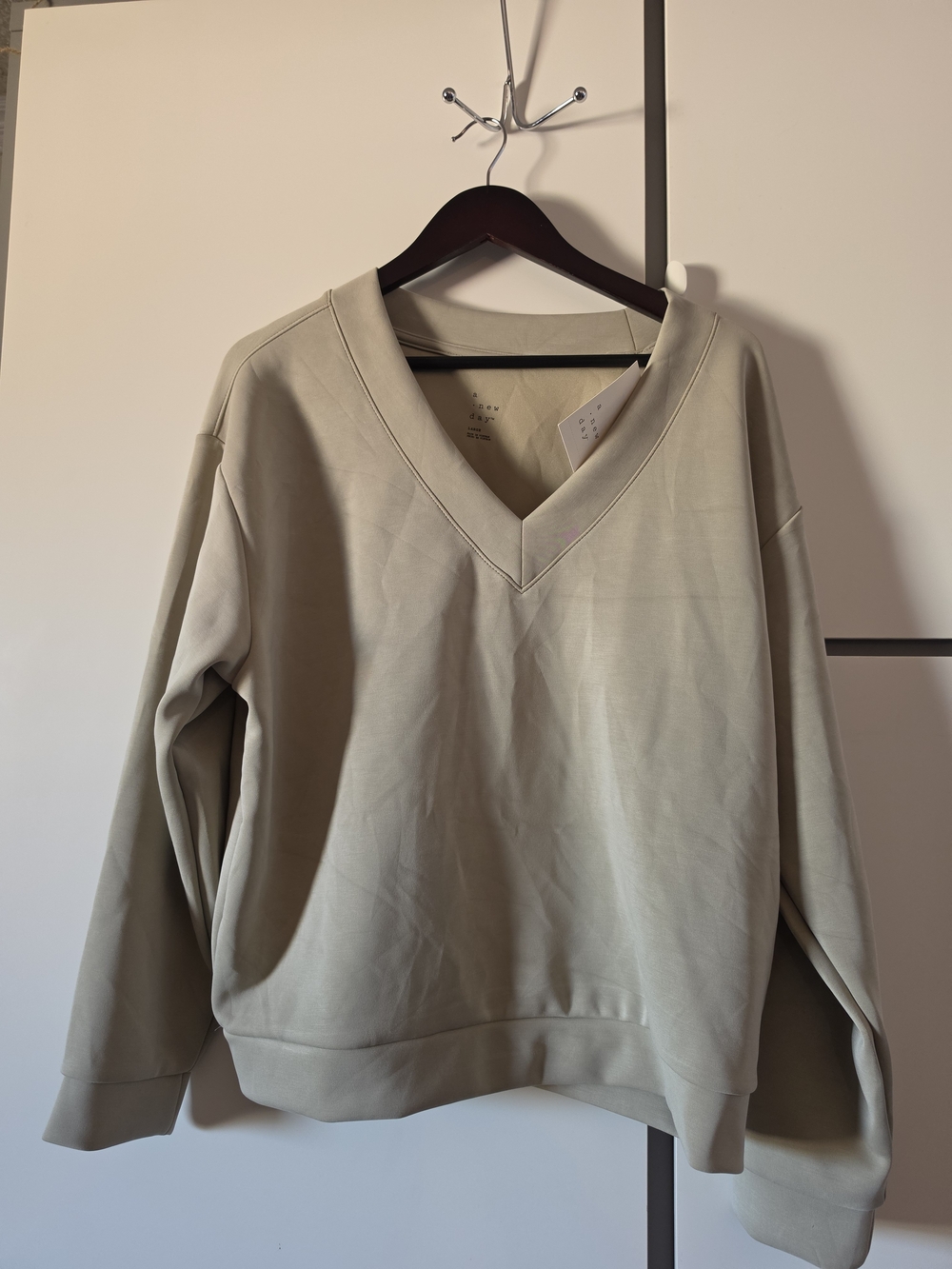 A New Day  sandwash Women's V-Neck Long Sleeve Sweatshirt